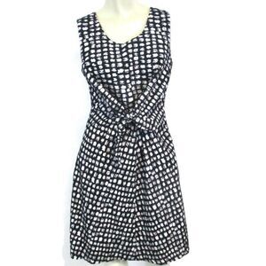 Leota Designer front Tie Black white Geometric Dress  8